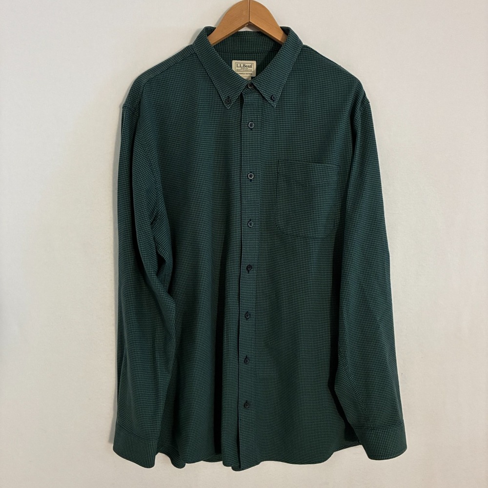 LL Bean Wicked Good Flannel Shirt Men XLT Houndstooth Button Down Preppy Outdoor